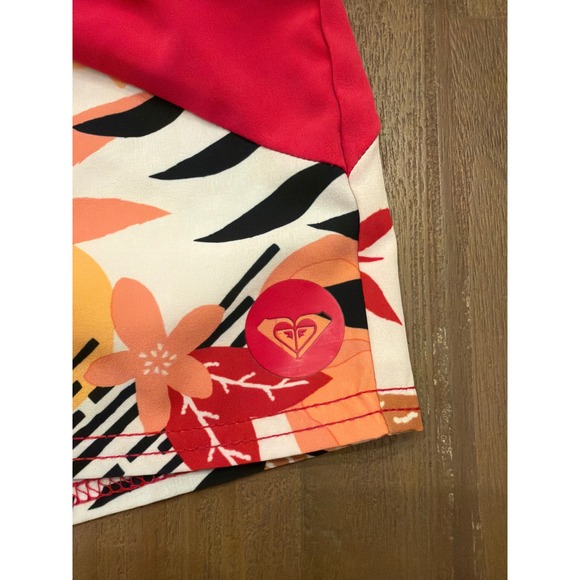Roxy Womens Tropical Floral Board Shorts Pink Orange Size Medium Drawstring Swim - Picture 7 of 7